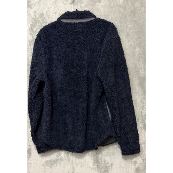 JCrew Large Nordic Sherpa Fleece Navy Shacket NWT'S Shirt Jacket Button Front - Picture 9 of 9